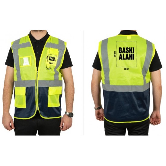 Reflektörlü Mühendis İkaz Yeleği Baskılı